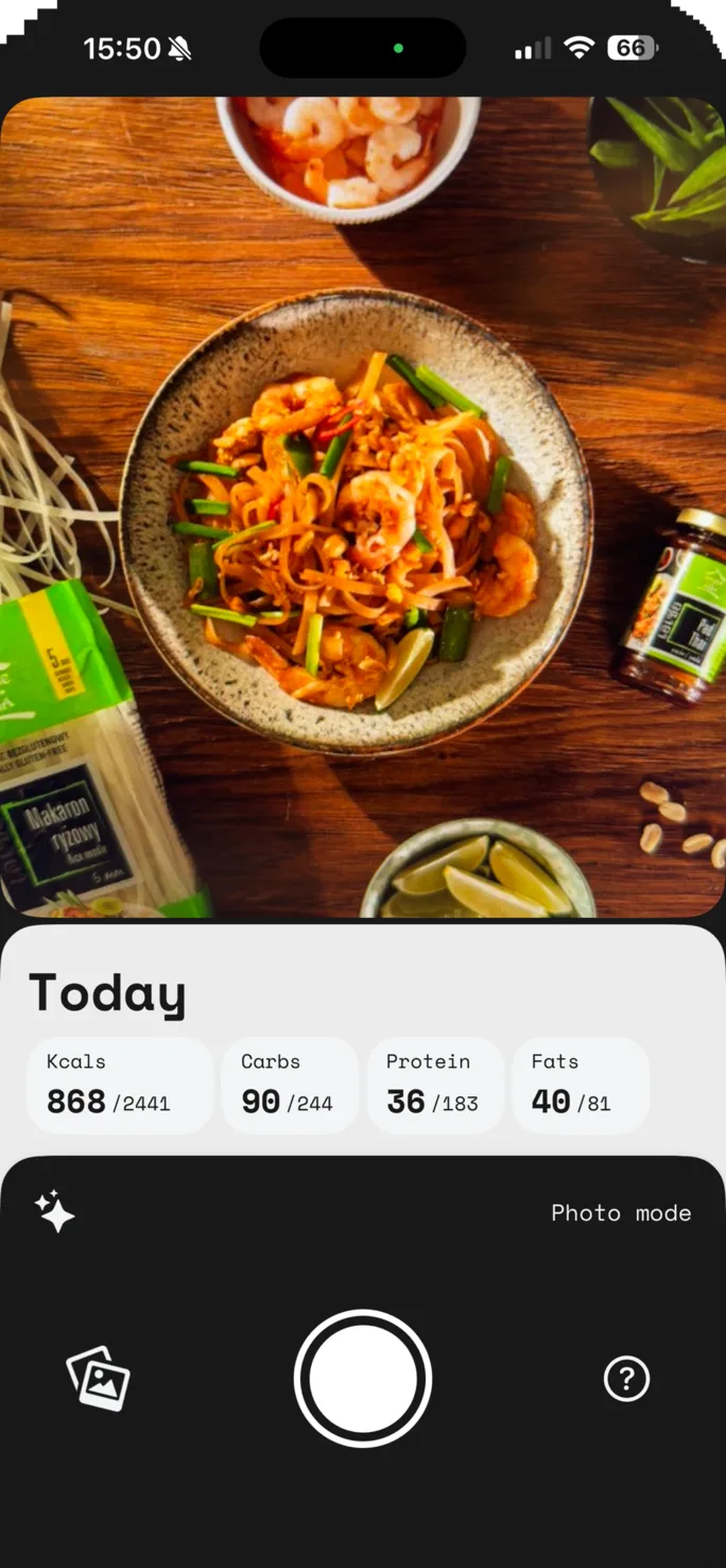 AI photo meal logging mode and macro dashboard in 0xCal